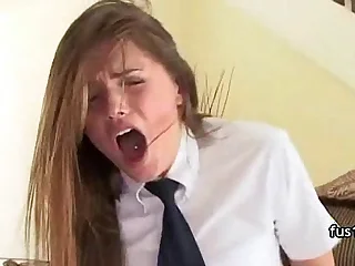 beautiful teen dame with awesome ass in school uniform